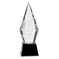 11 Obelisk Facet Optic Crystal On Black Pedestal Base