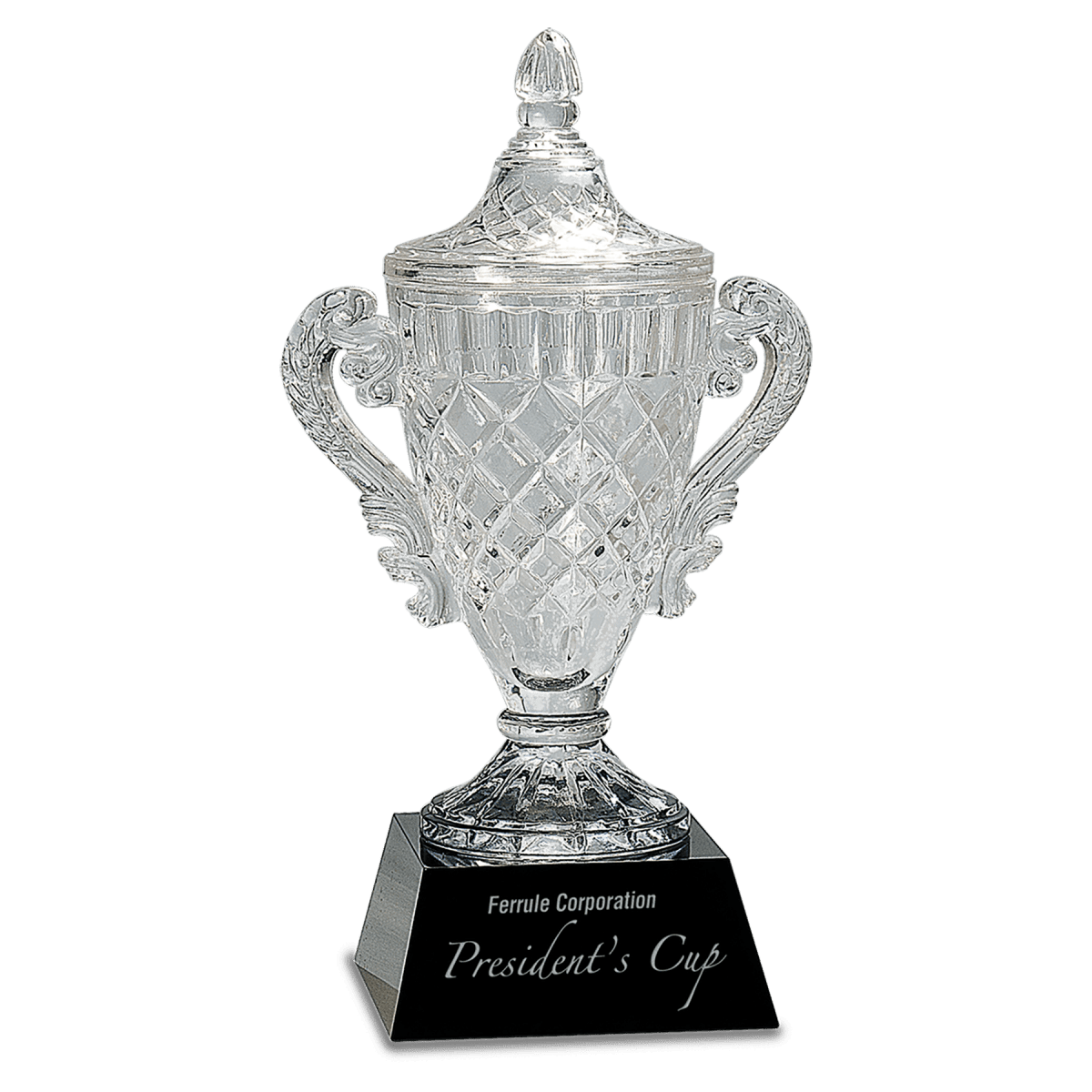 14 Optic Crystal Cup On Black Pedestal Base