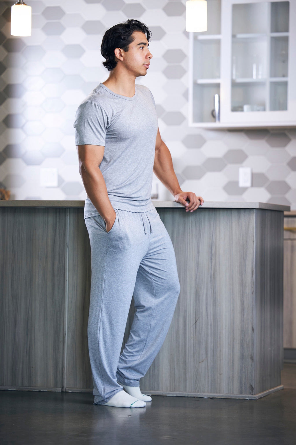 Men's soft bamboo pajama set with short sleeve top and pants for ultimate comfort and breathability