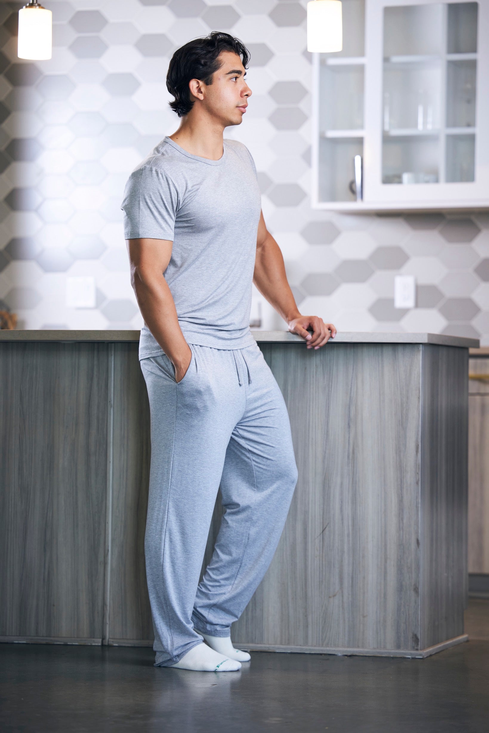 Men's soft bamboo pajama set with short sleeve top and pants for ultimate comfort and breathability