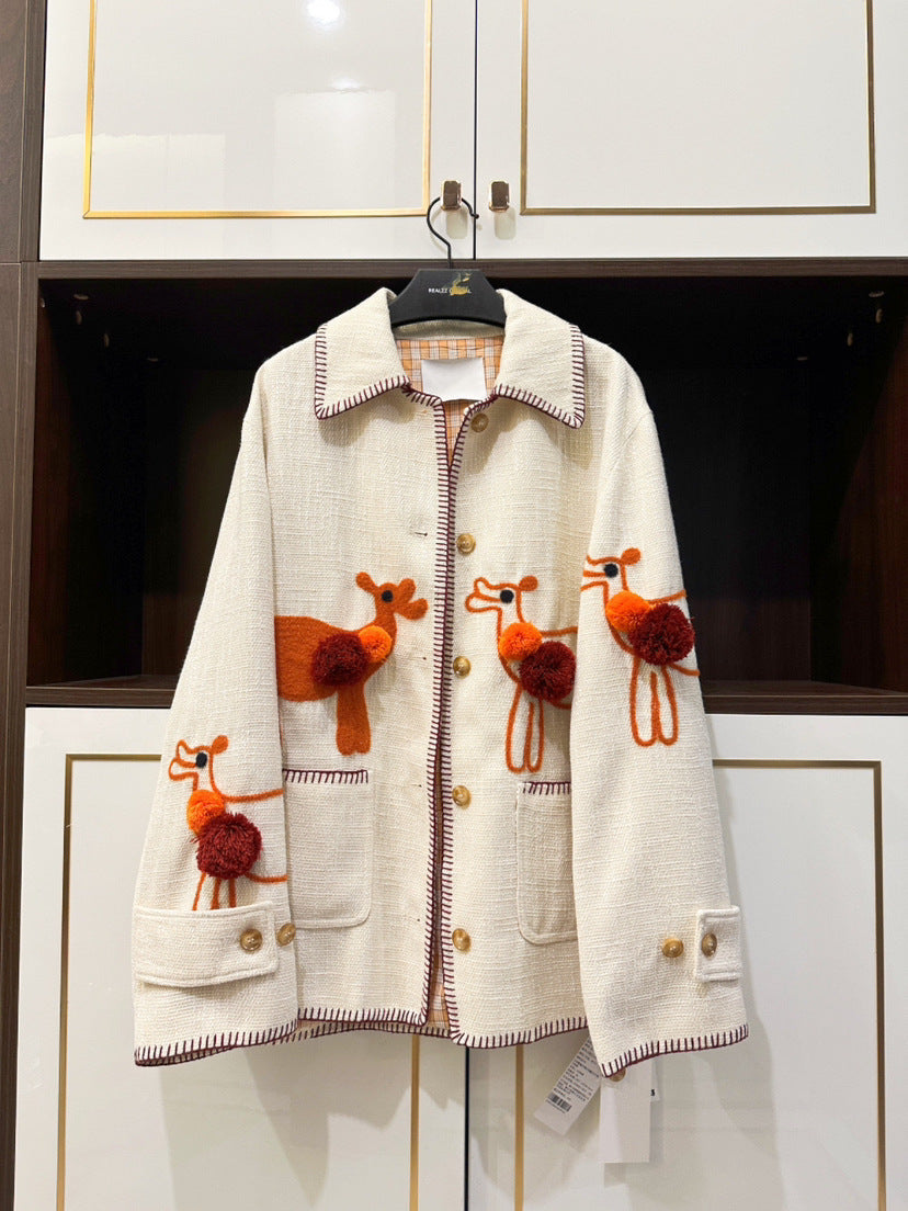 Embroidery Heavy Work Hemp Jacket Jacket