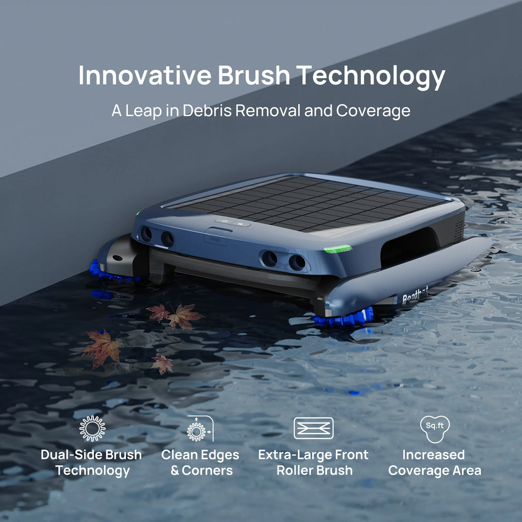 Beatbot iSkim Ultra Robotic Pool Skimmer cleaning pool floor, walls, and water surface with ultrasonic AI mapping and 9-motor system