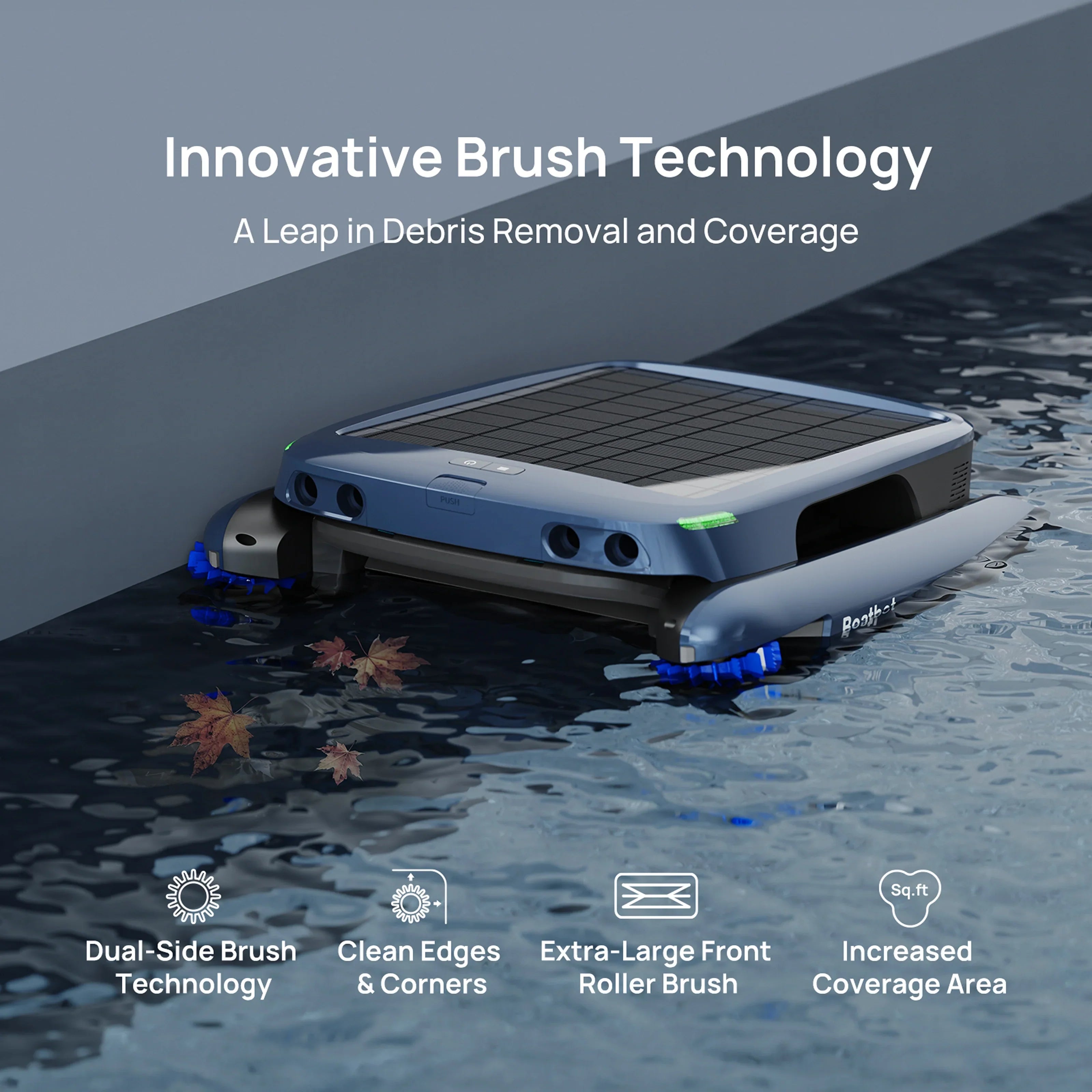 Beatbot iSkim Ultra Robotic Pool Skimmer cleaning pool floor, walls, and water surface with ultrasonic AI mapping and 9-motor system