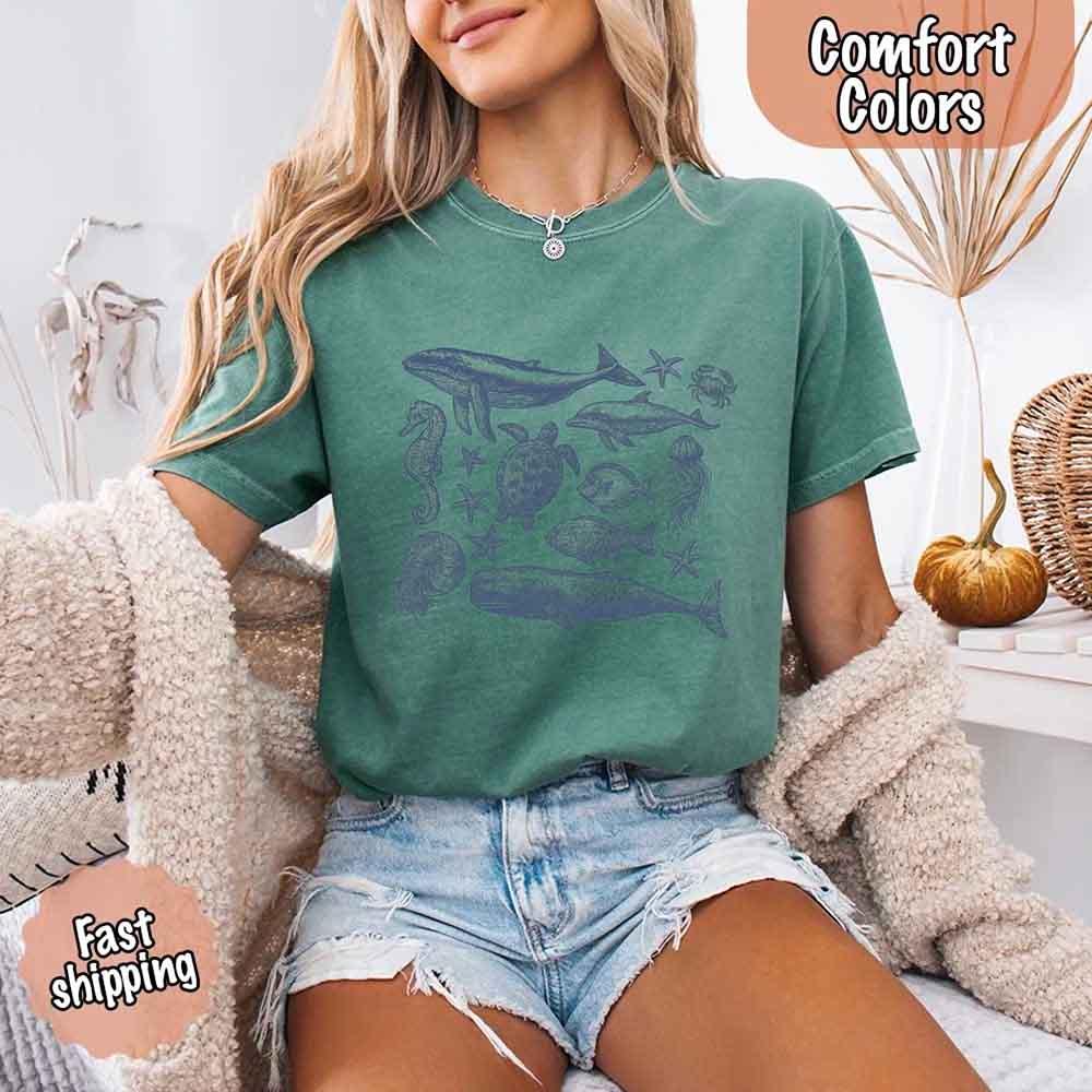 90s Sea Animals Comfort Colors Tee – Vintage Ocean Life Retro Shirt