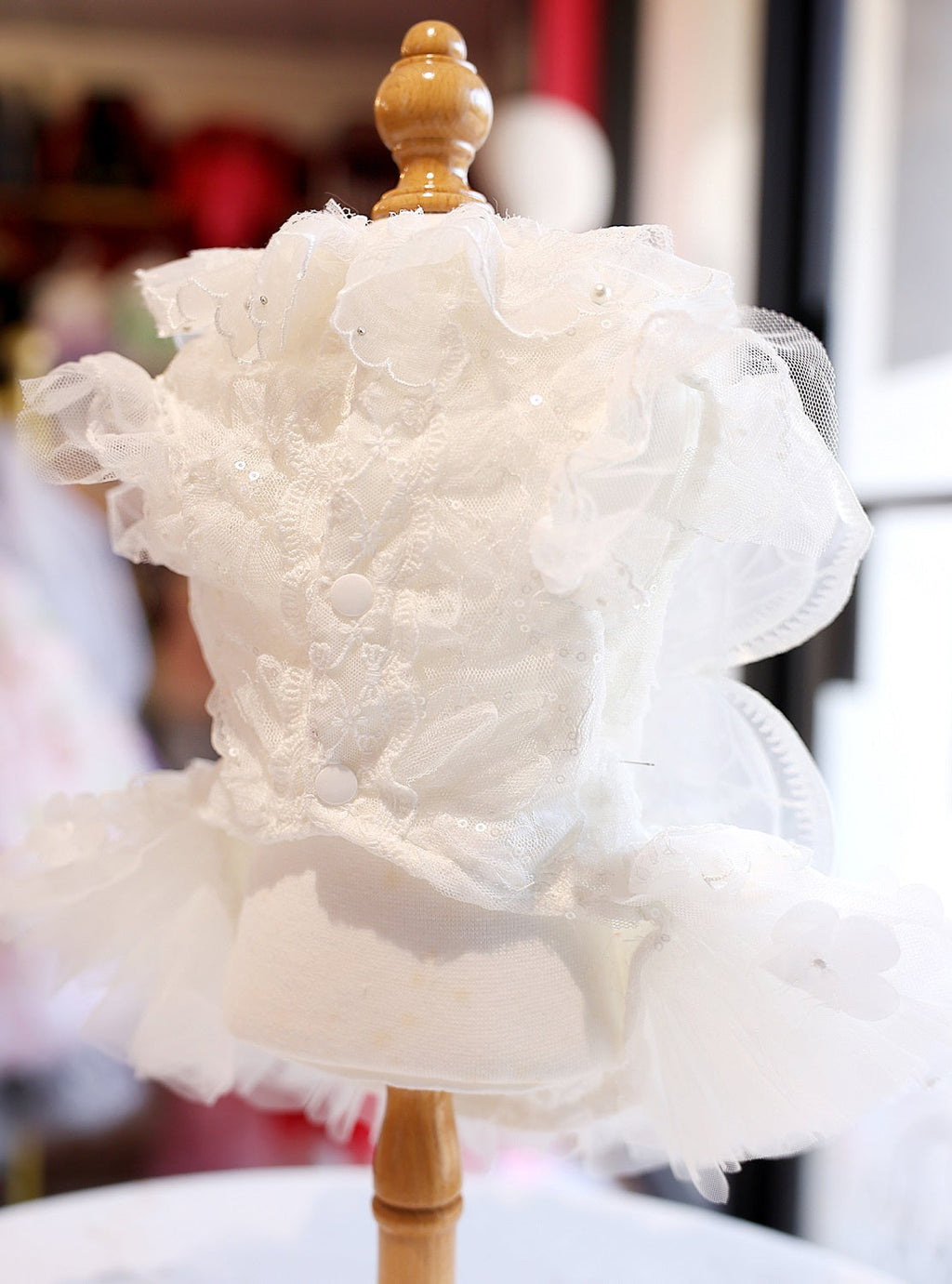 Handmade Luxury White Angel Dog Dress Pearl Butterfly Wedding Pet Dress