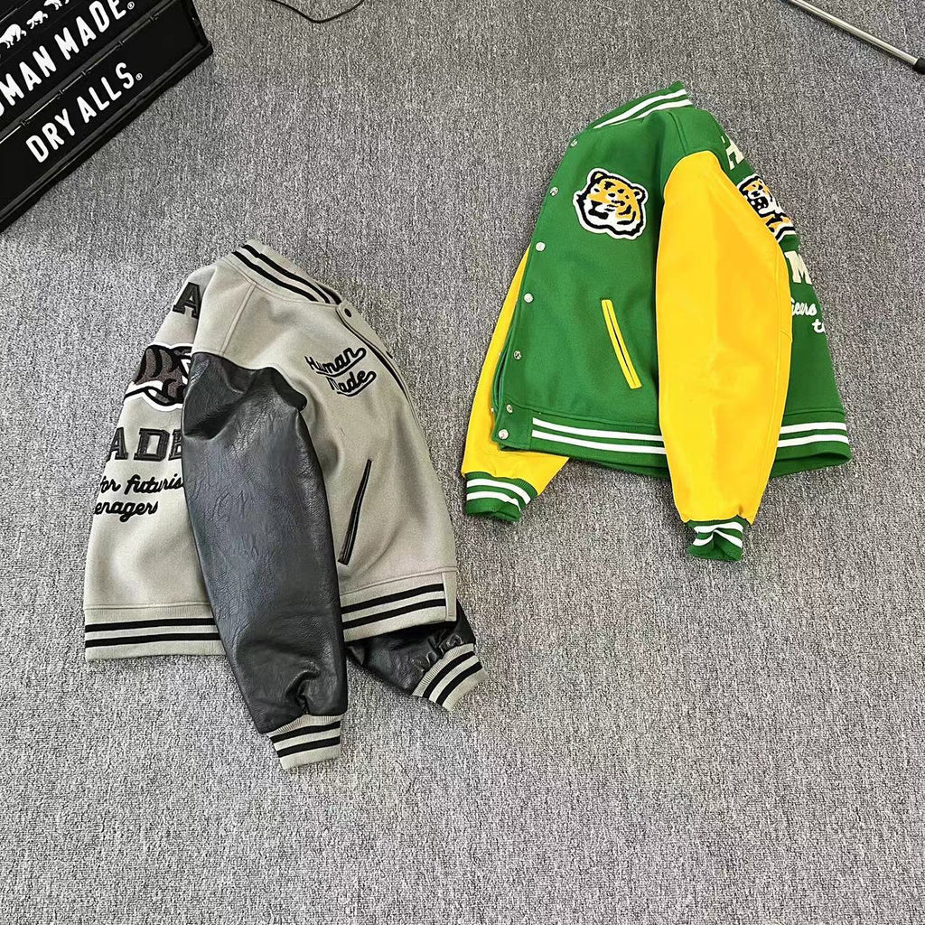 Tiger Embroidered Leather Jacket Couple Loose Fall And Winter Baseball Uniform