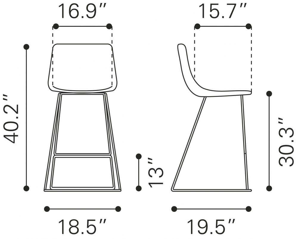 Adele Orange Fabric Barstool 2PC