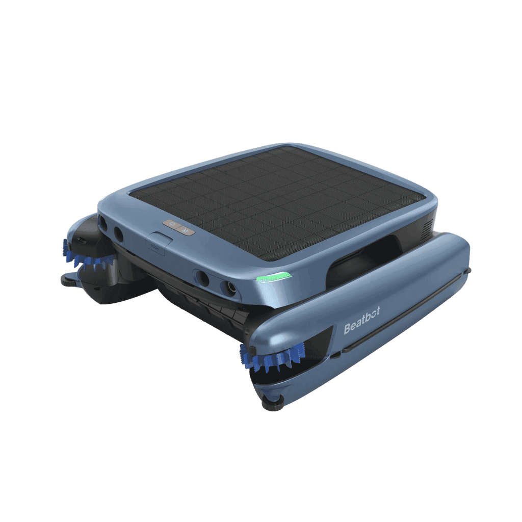 Beatbot iSkim Ultra robotic pool skimmer cleaning pool floor, walls, and surface with AI mapping and 9-motor system