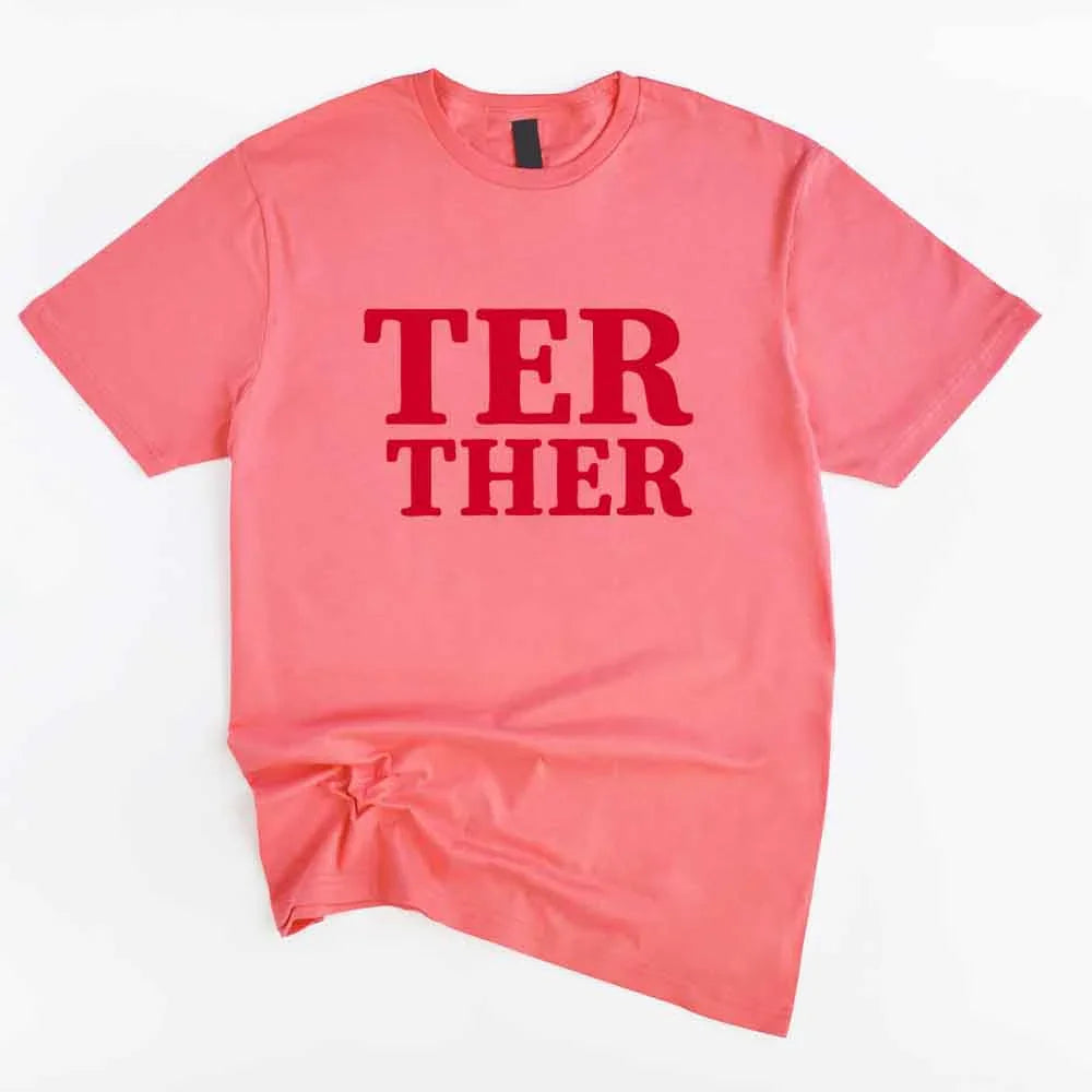 Couple wearing matching Better Together Couples Tee in soft cotton unisex fit showing love and connection