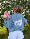 Bluebell Follow Jesus Unisex Crewneck with John 1:51b scripture and puff print design