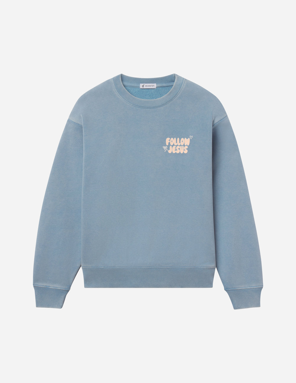 Bluebell Follow Jesus unisex crewneck sweatshirt with puff print featuring John 1:51b scripture