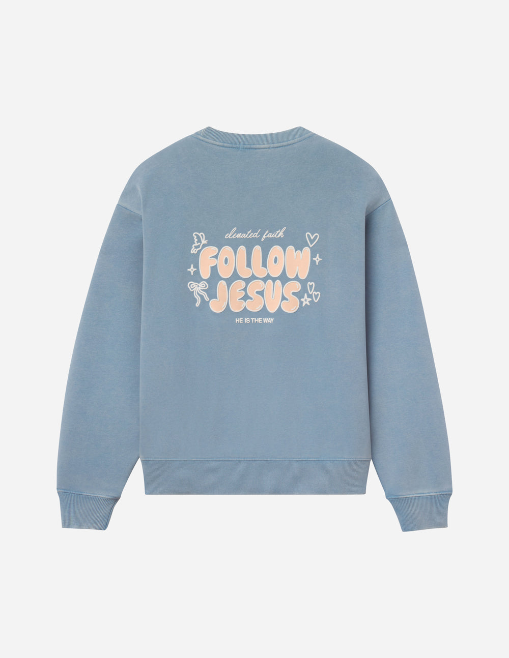 Bluebell Follow Jesus unisex crewneck sweatshirt with puff print John 1:51b scripture design