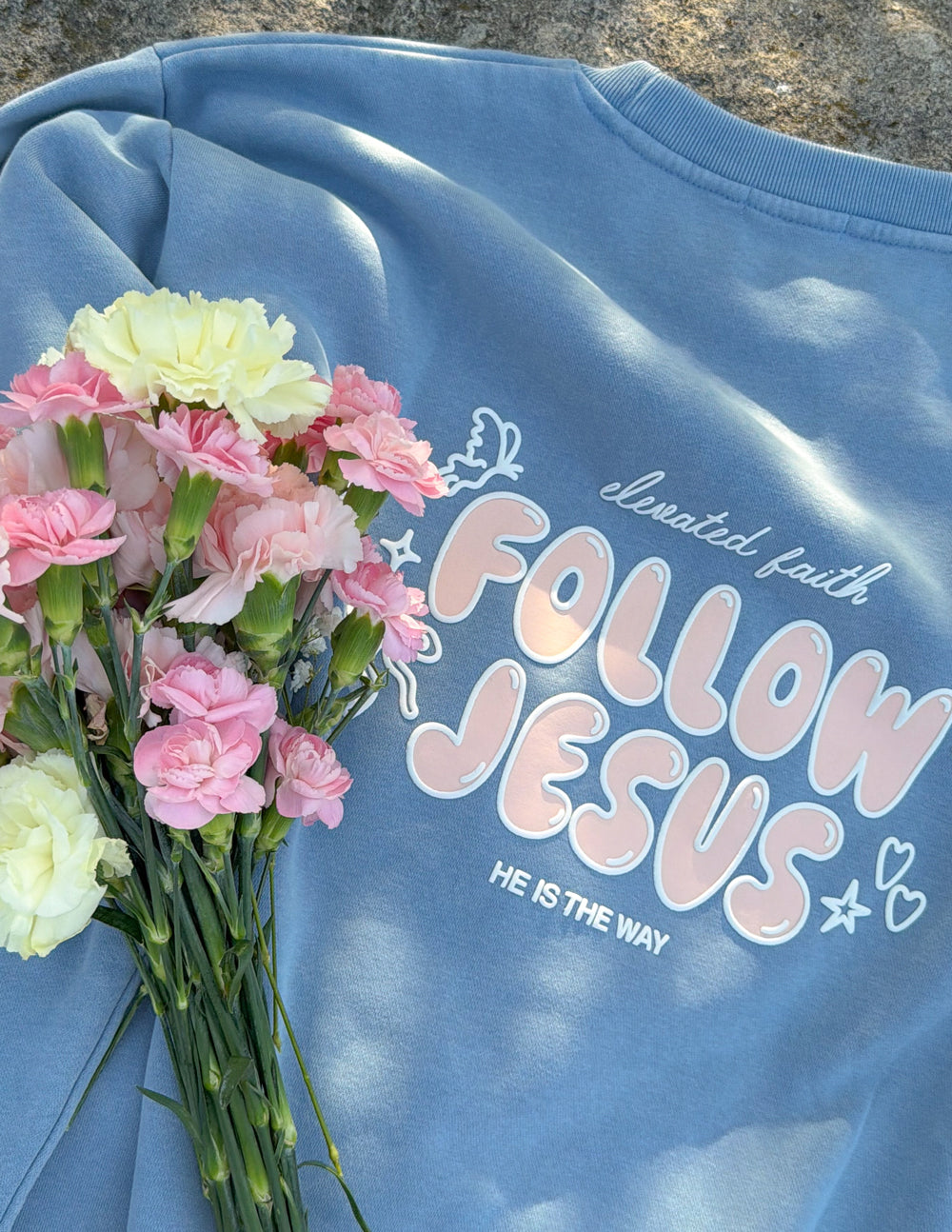 Bluebell Follow Jesus Unisex Crewneck sweatshirt with puff print and relaxed fit