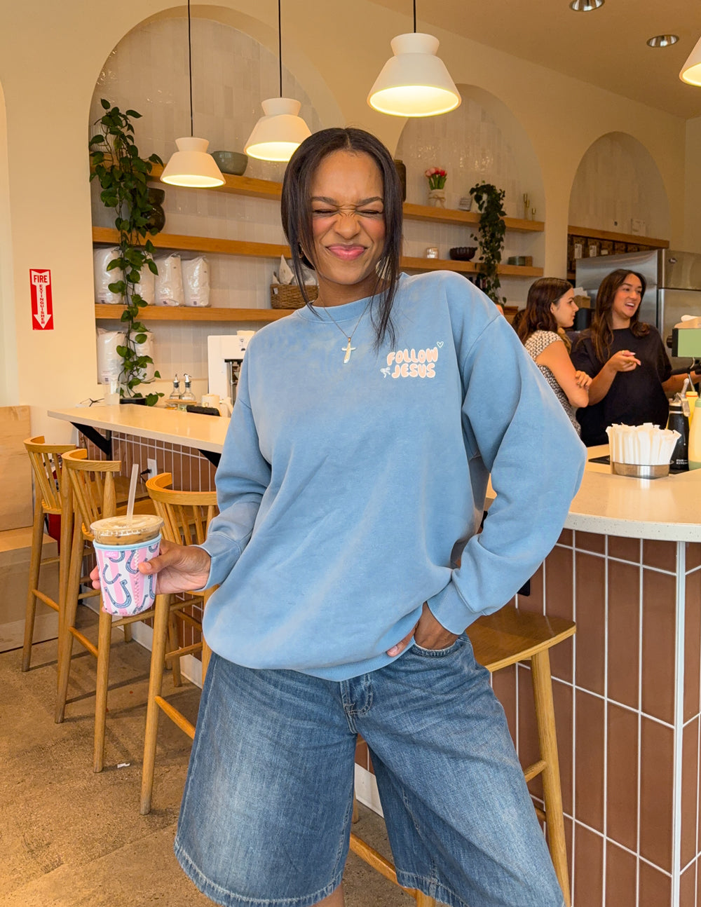 Bluebell Follow Jesus Unisex Crewneck sweater with scripture and puff print design