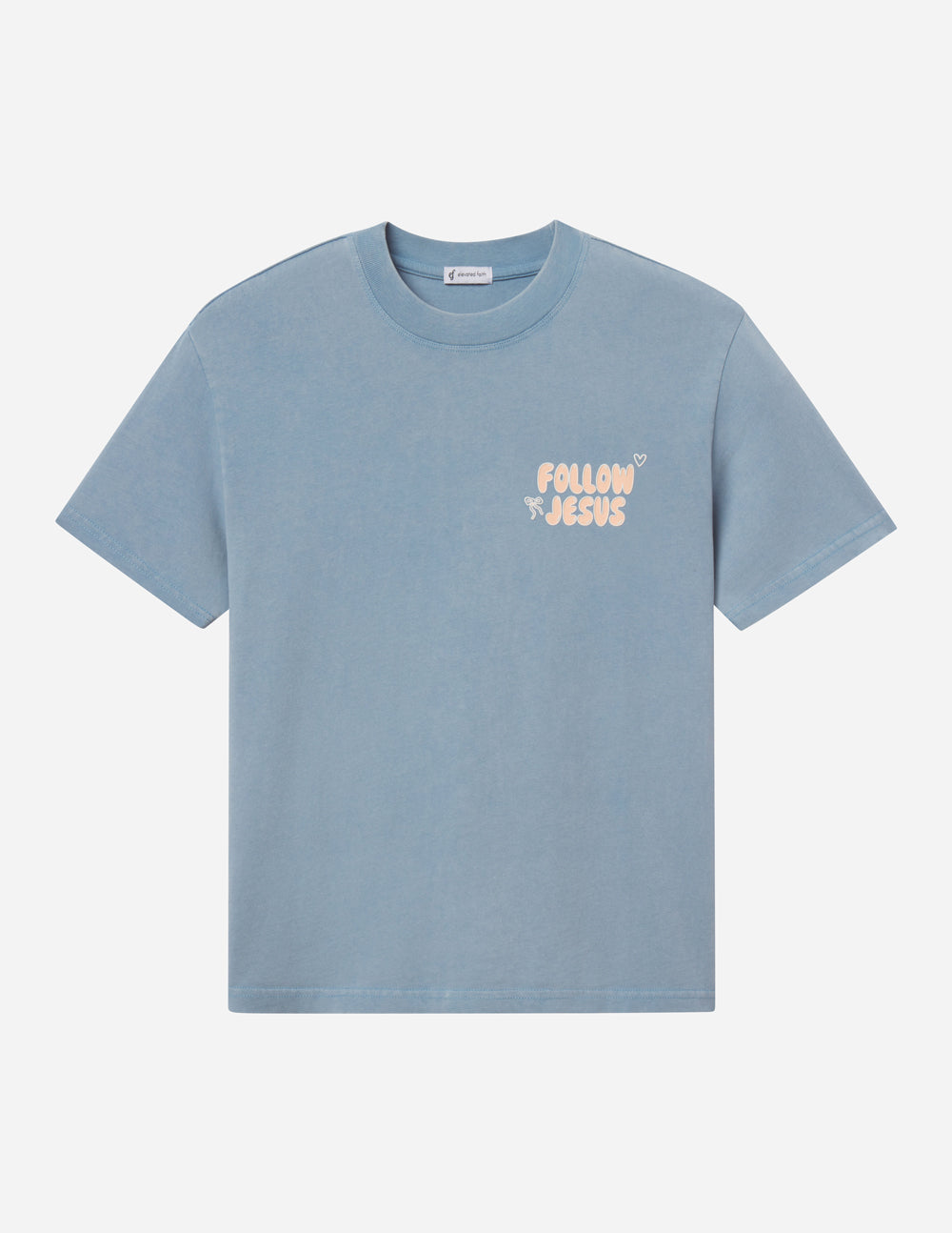 Bluebell Follow Jesus Unisex Tee with John 1:51b scripture and puff print on oversized cotton shirt