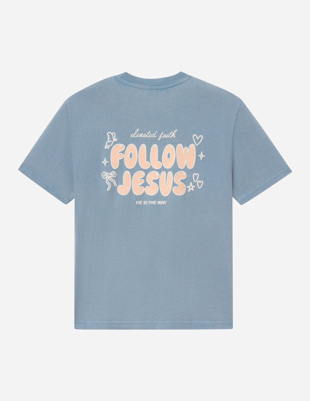 Bluebell Follow Jesus Unisex Tee with John 1:51b scripture and puff print design