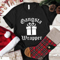 Gangsta Wrapper Christmas Tee with funny holiday pun on soft cotton unisex shirt