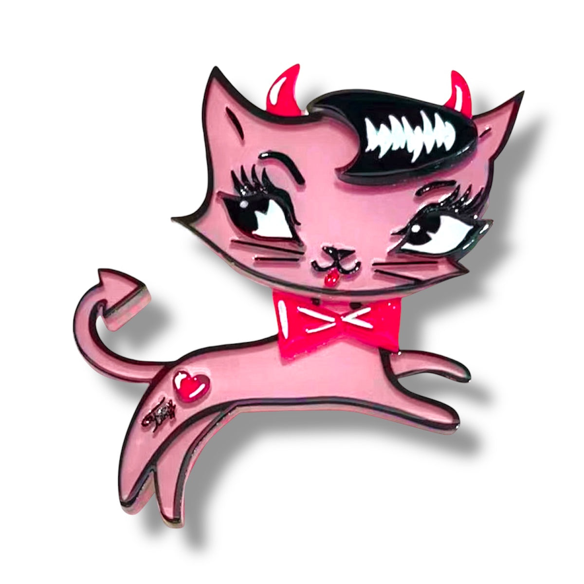 Bad Kitty Brooch by Miss Fluff x Lipstick & Chrome — Vintage Pin-Up Cat Pin
