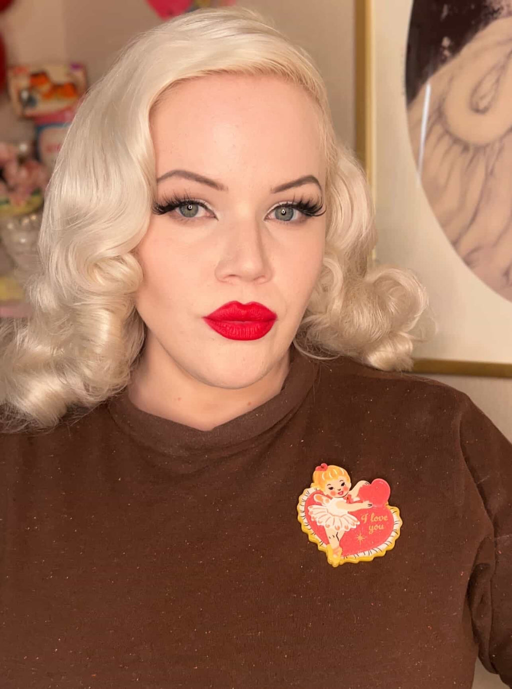 Retro Romance Brooch by 50's Vintage Dame x Lipstick & Chrome — Vintage Valentine Pin