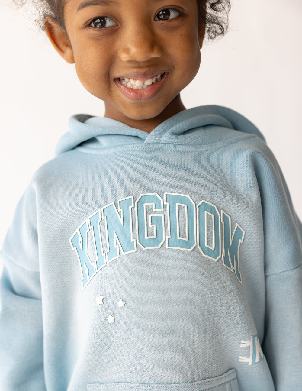 Kingdom Kids Hoodie oversized fit air blue super soft durable fabric with puff print and scripture design