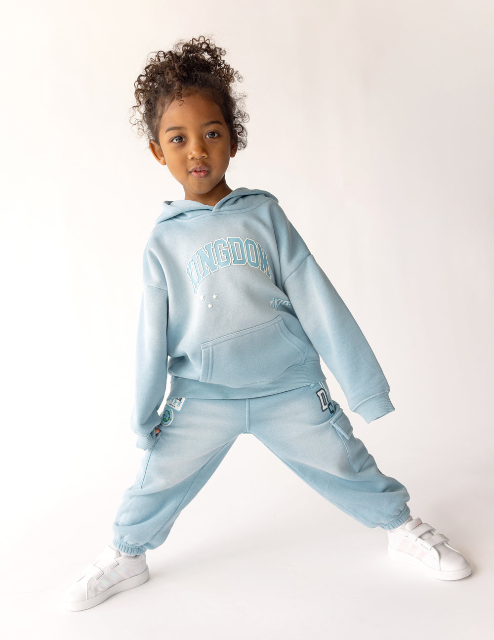 Kingdom Kids Hoodie in air blue oversized fit with super soft fabric and puff print design