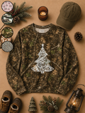 Lace Christmas Tree AOP Edgy Long Sleeve Graphic Shirt