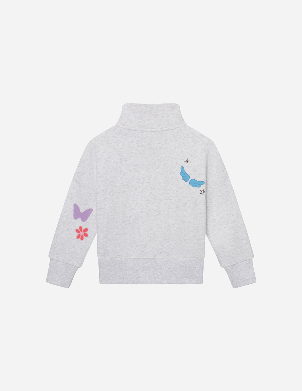Heather grey Made New Kids Half-Zip fleece with EF logo zipper and embroidery, oversized fit