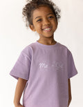 Kids oversized Me Plus God tee in quiet violet, 100% cotton, super soft and pre-shrunk