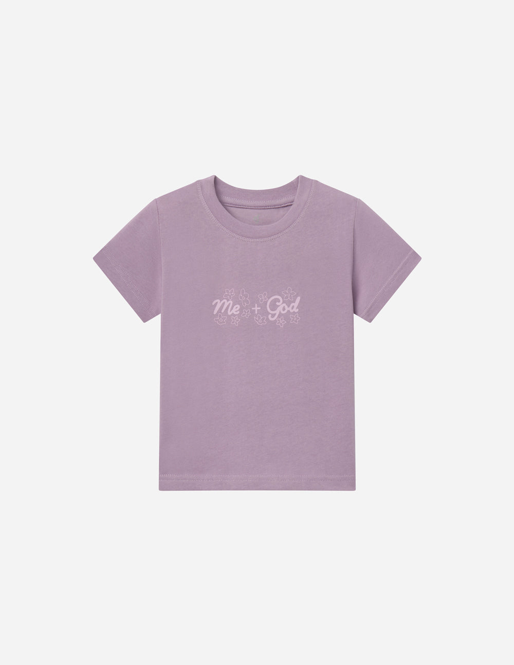 Kids oversized Me Plus God tee in quiet violet, 100% cotton, super soft and pre-shrunk fabric
