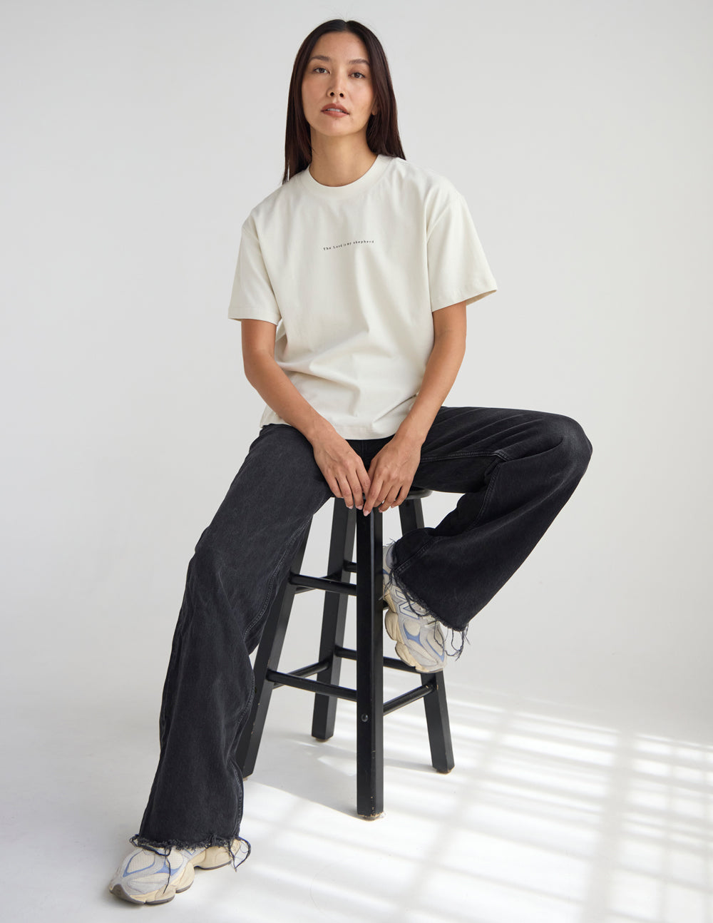 Almond Psalm 23 unisex tee with oversized fit and Psalm 23:1b scripture print