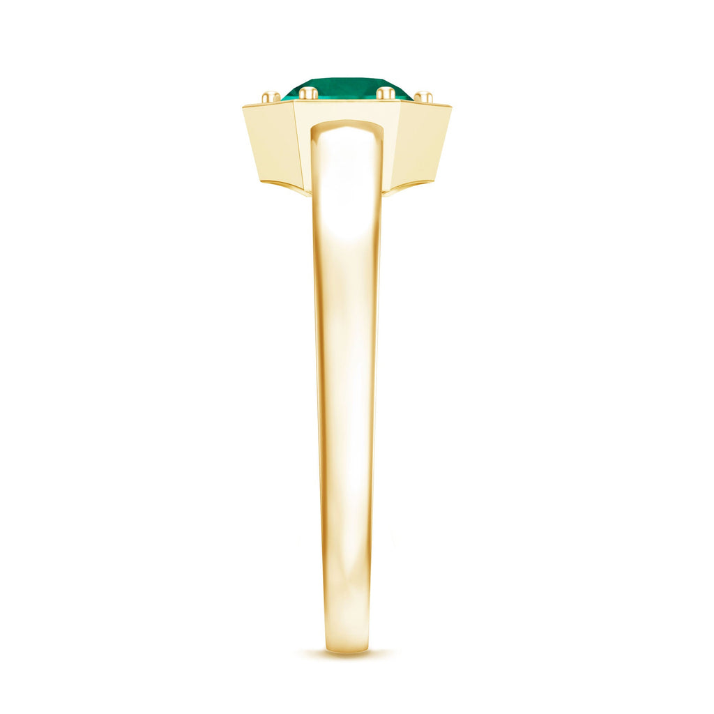 Certified 0.8 Carat Lab Created Emerald Solitaire Engagement Ring