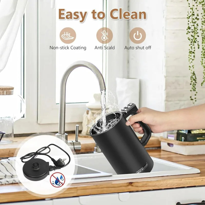 110V/220V Milk Frother 4-in-1 Home Coffee Latte Maker Hot Cold Beverages  Dual Function Stainless Steel Electric Milk Frother