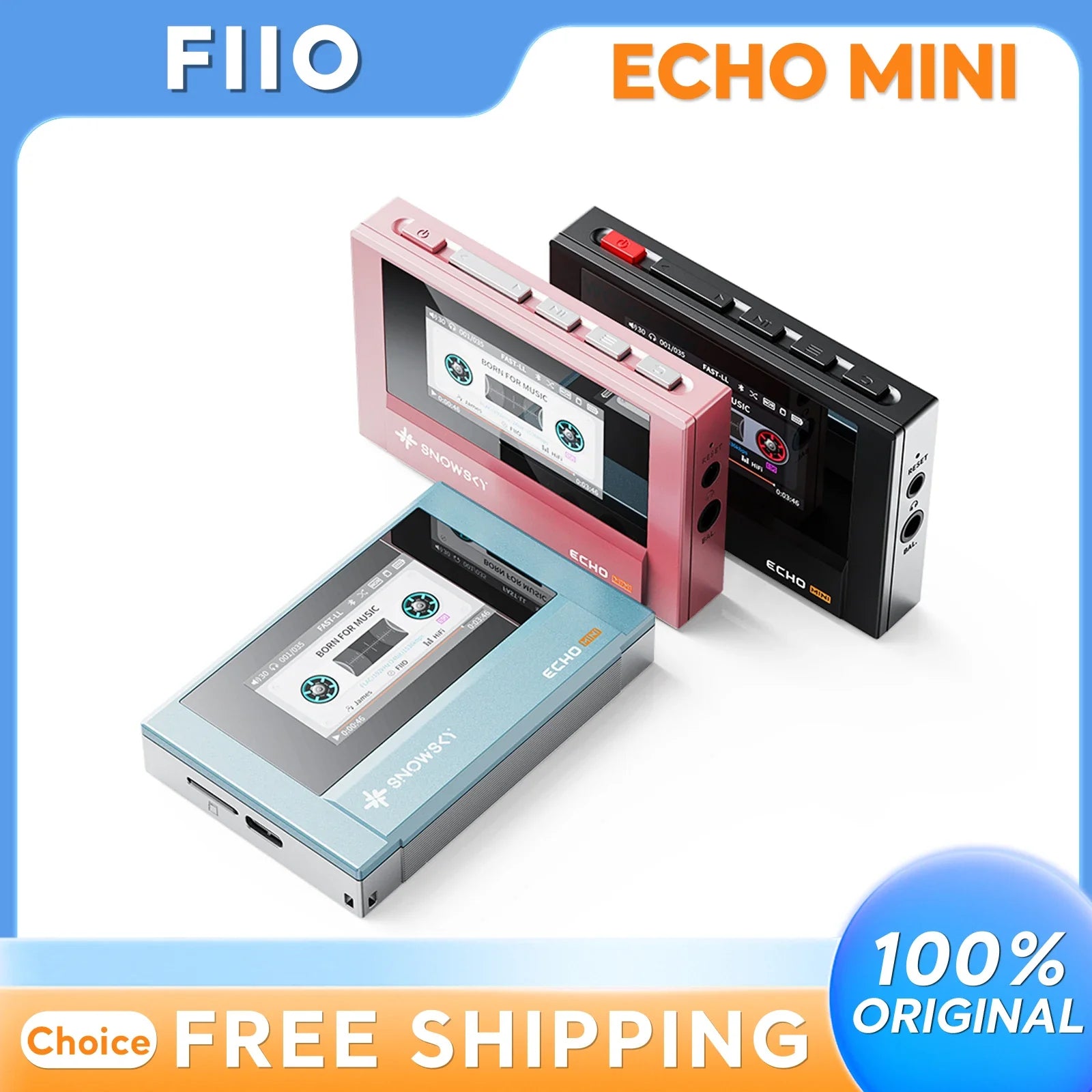 Fiio Snowsky Echo Mini Wireless Bluetooth MP3 Player 8GB Retro Portable Walkman Custom Support DSD Music Gift