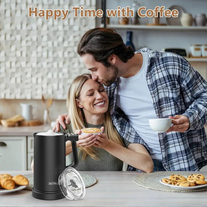 110V/220V Milk Frother 4-in-1 Home Coffee Latte Maker Hot Cold Beverages  Dual Function Stainless Steel Electric Milk Frother