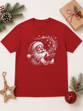 Snowflake Santa Christmas Pigment Washed T-Shirt