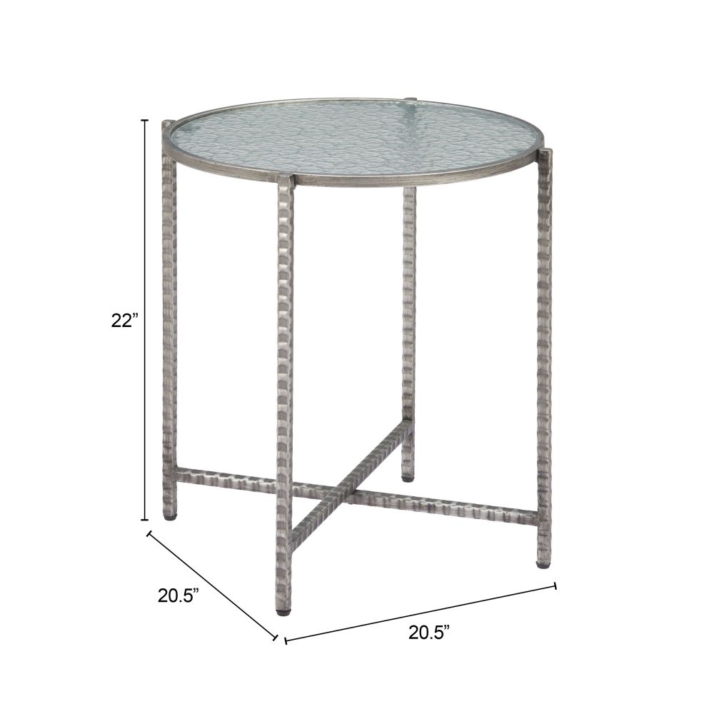 Vetro Rippled Glass Top Round Side Table