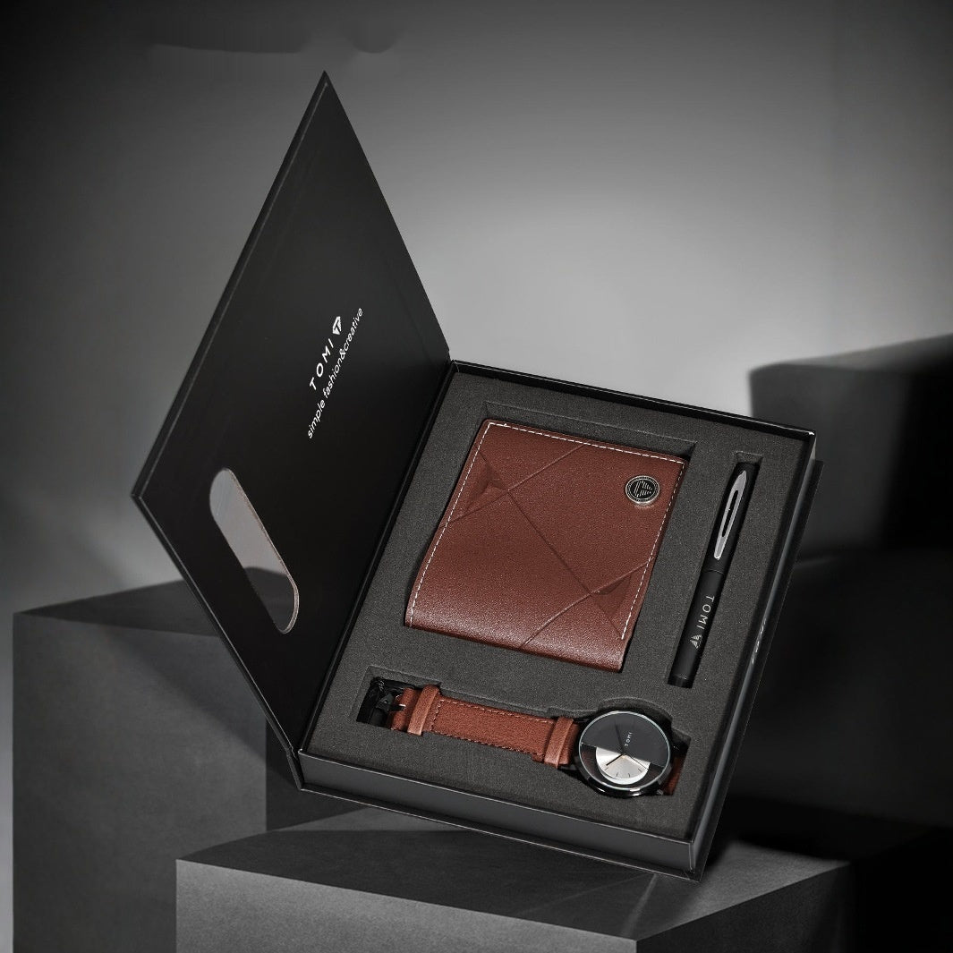 Men's Business Wallet Quartz Watch Set