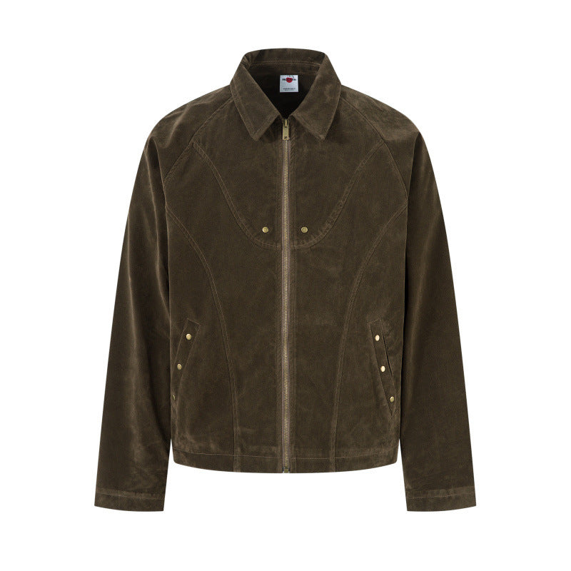 Retro Patchwork Black Jacket Unisex Designer-Style Niche Loose Coat