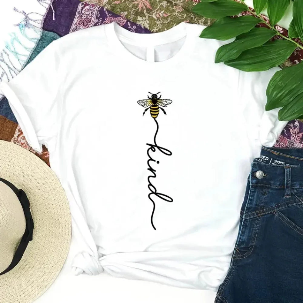 Unisex Bee Kind script inspirational shirt in soft cotton with modern fit and breathable fabric