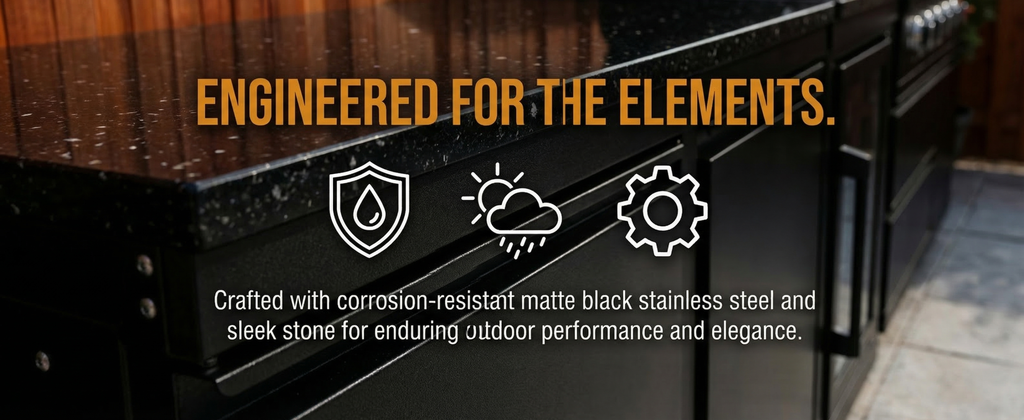 104" 4-Burner 72,000 BTU Black Outdoor Kitchen Bar Barbecue Island Grill + Wine Cooler + Sink