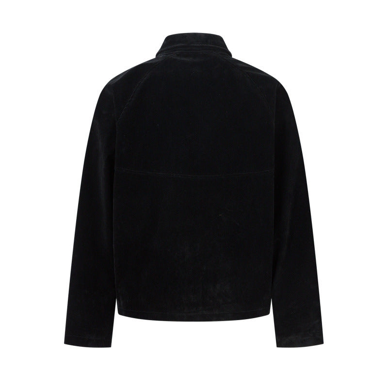 Retro Patchwork Black Jacket Unisex Designer-Style Niche Loose Coat