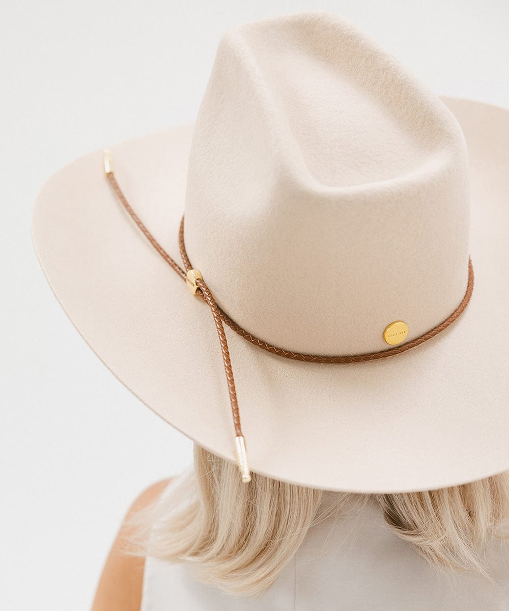 Lane Cowboy Hat with wide Western brim and hand-shaped brick top crown