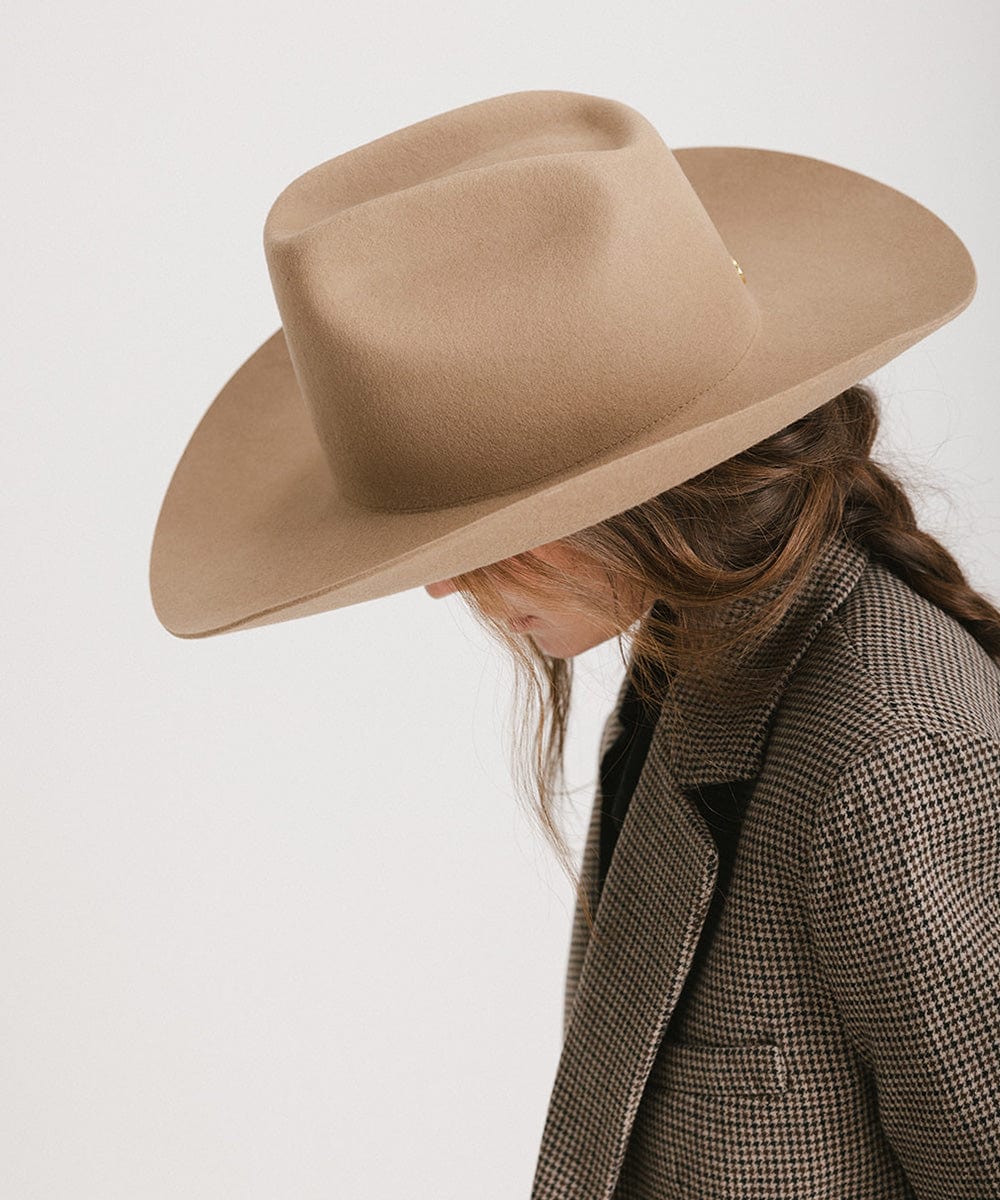 Lane Cowboy Hat with wide brick top crown and traditional Western brim, hand-shaped for a unique fit