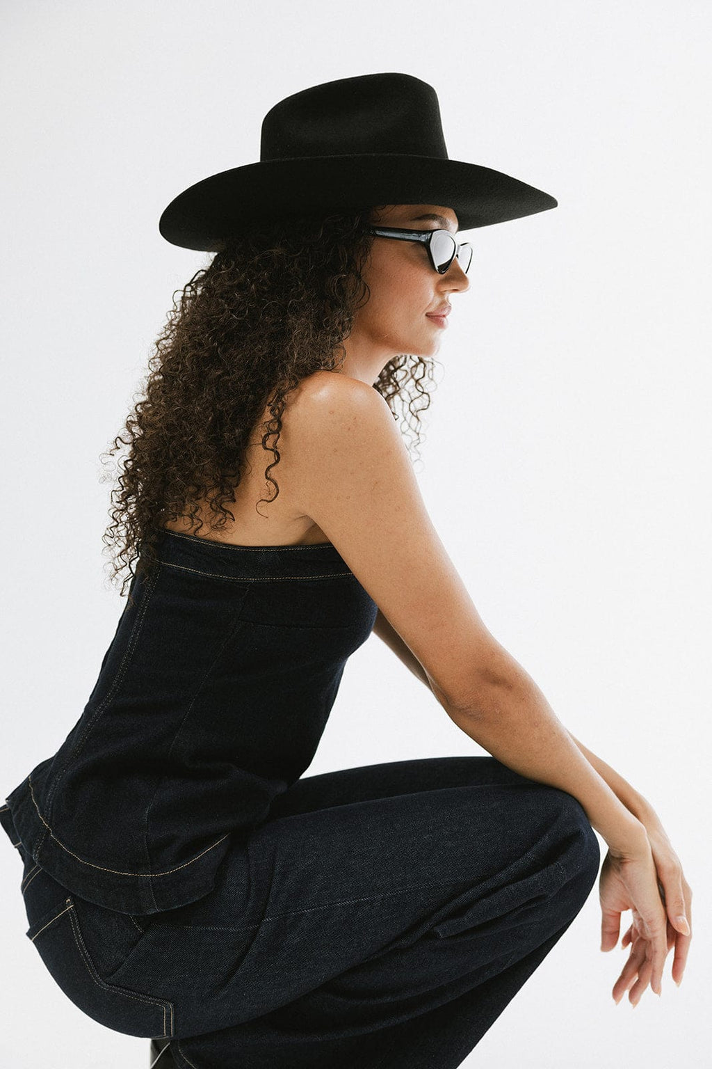 Lane Cowboy Hat with wide Western brim and unique brick top crown, hand-shaped for a classic yet edgy look