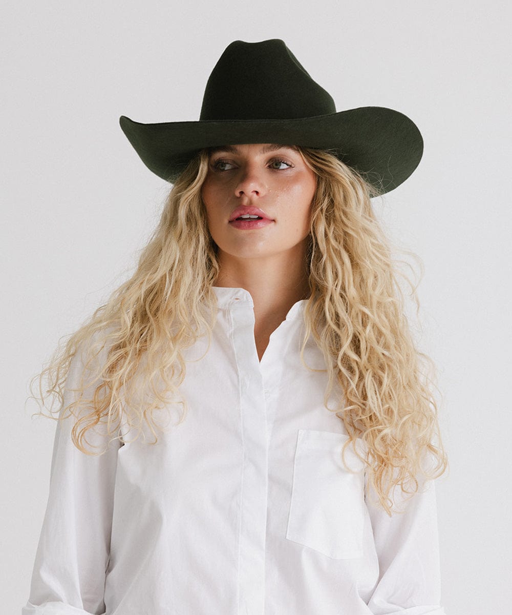 Teddy Cattleman Cowboy Hat in classic felt with wide brim and cattleman crown, perfect for stylish sun protection and traditional western look