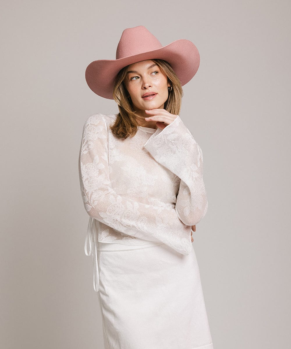 Teddy Cattleman Cowboy Hat in felt with classic western cattleman crown and wide brim for sun protection and style
