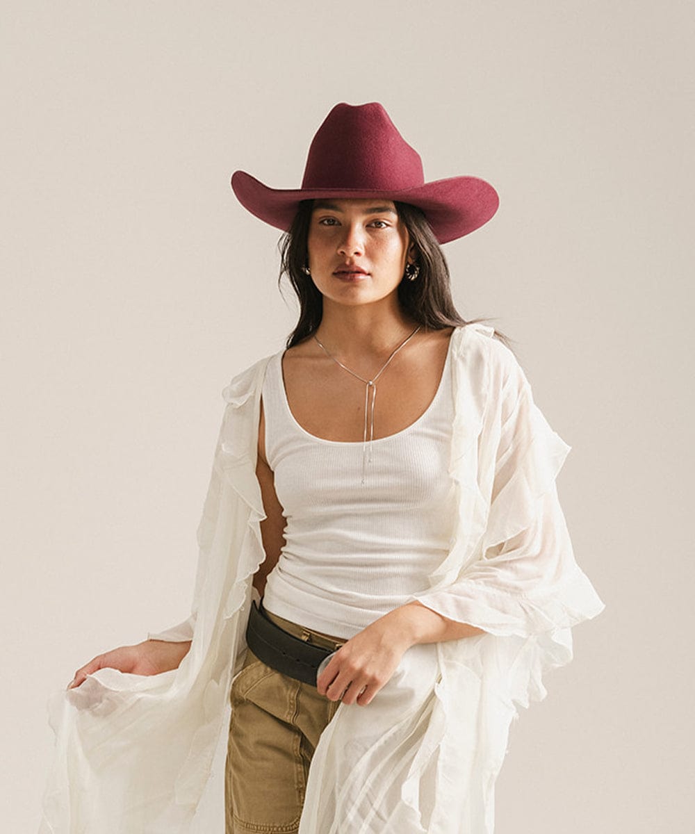 Teddy Cattleman Cowboy Hat in felt with wide brim and cattleman crown for classic western style