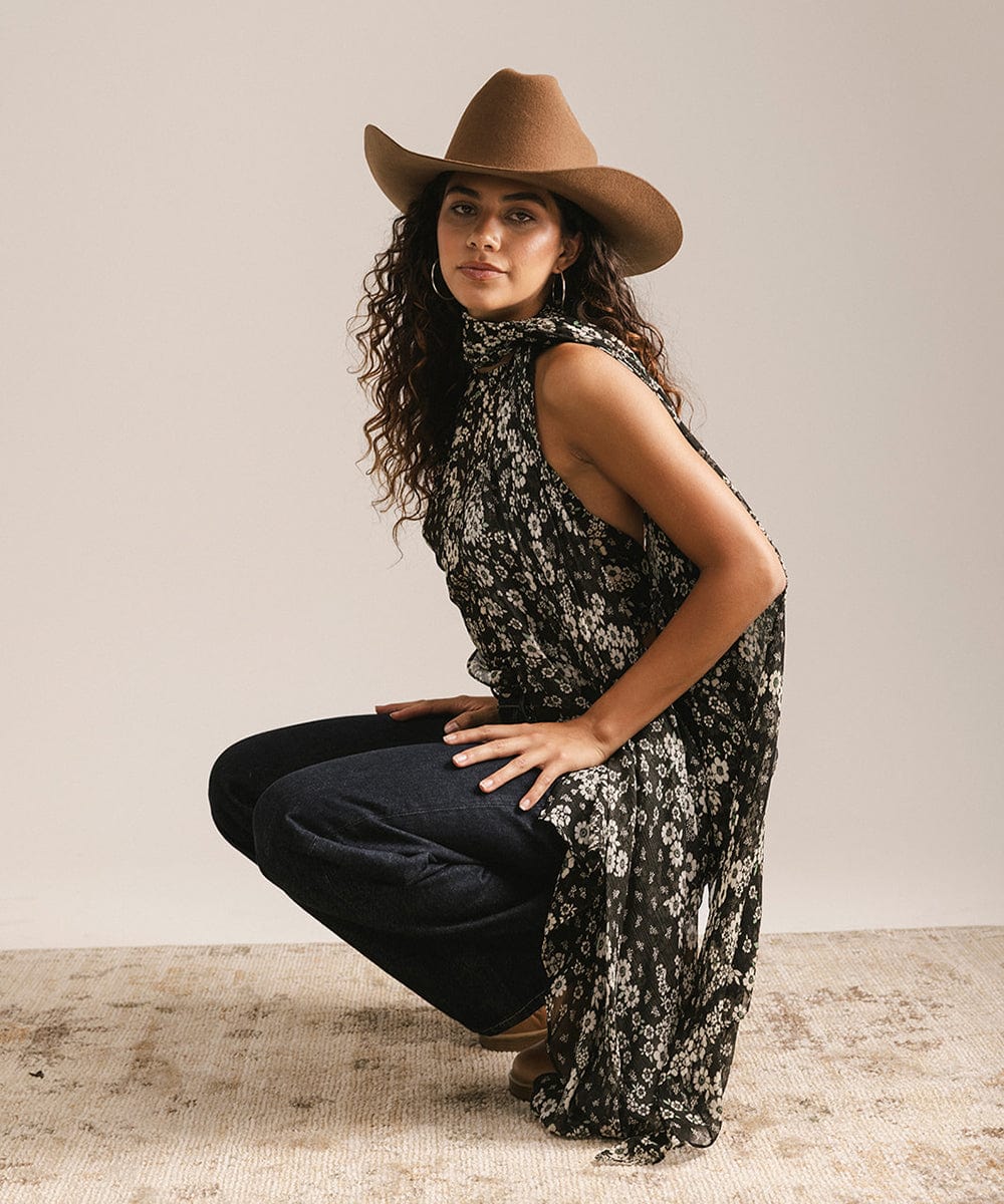 Teddy Cattleman Cowboy Hat in felt with wide brim and classic western cattleman crown