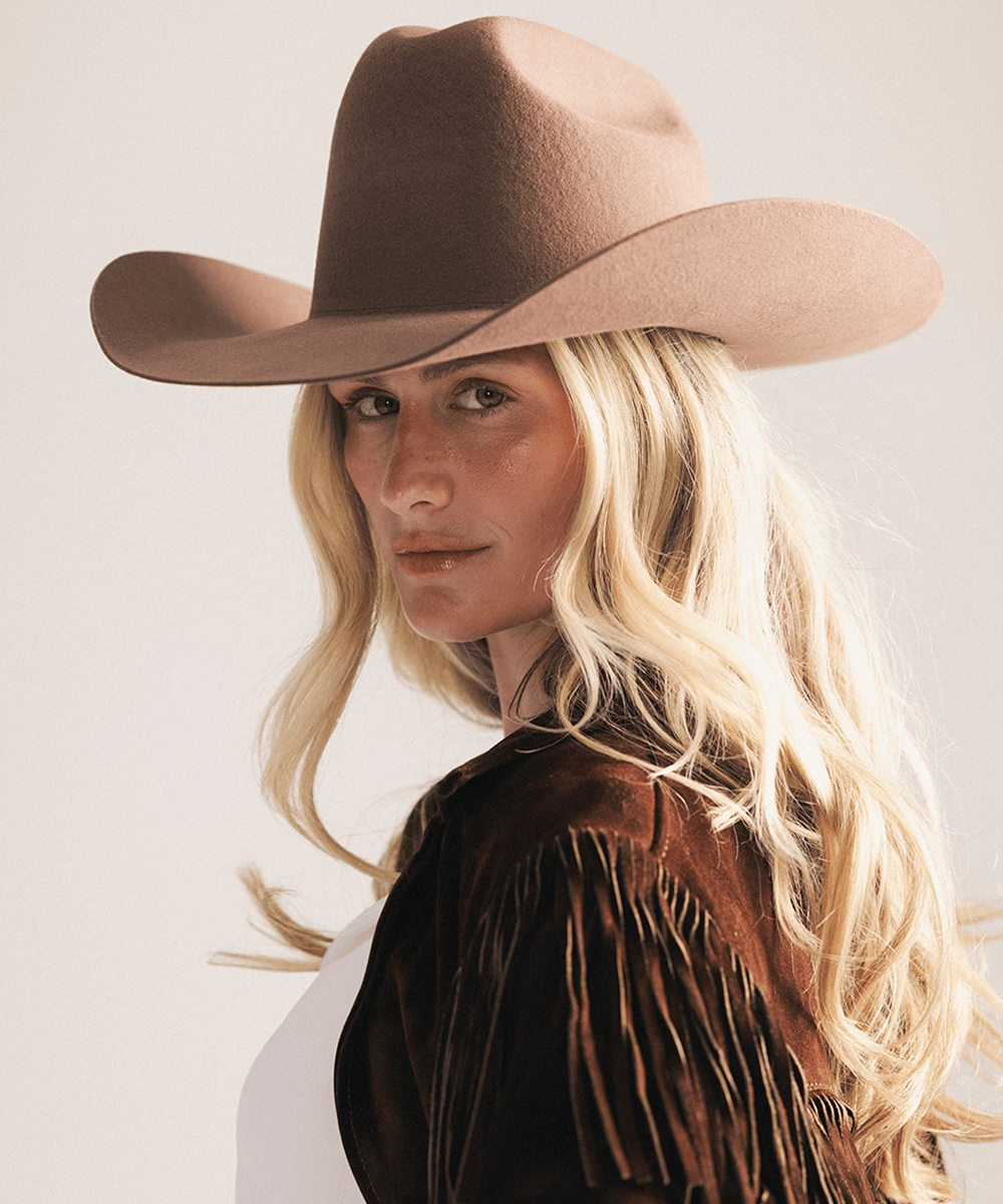 Teddy Cattleman Cowboy Hat made of felt with classic western cattleman crown and wide brim