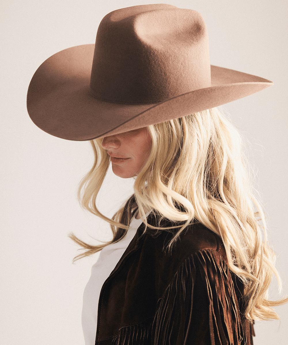 Teddy Cattleman Cowboy Hat in felt with classic cattleman crown and wide brim for sun protection and style